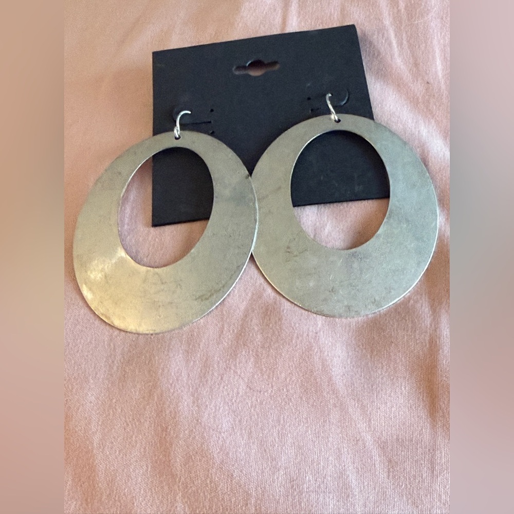 Large Silver Hoop Earrings - Picture 3 of 3